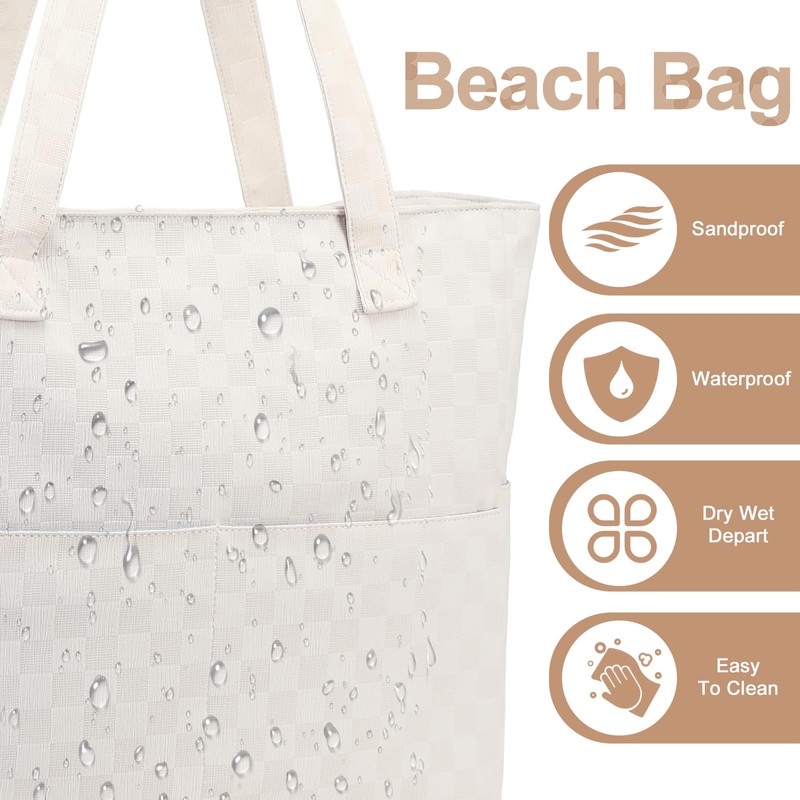 Waterproof Beach Tote Pool Bags for Women Ladies Extra Large