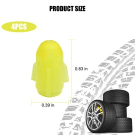 Norkmdi Fluorescent Car Tire Valve Stem Caps, 4PCS Glow in The Dark Luminous Vehicle Wheel Air Caps Cover, Corrosion Resistant Leak-Proof Auto Exterior Decor Accessories, Universal Fit (Yellow)