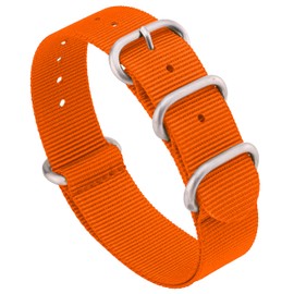 Benchmark 22mm Orange Nylon Watch Band - One Piece Waterproof Ballistic Nylon - Slip Through Military Style Zulu Watch Strap for Men & Women