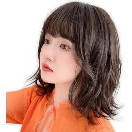 BrightLala hf1235-CR Women's Bob Wig, Medium, Natural, Full Wig, Bob Hair, Wavy