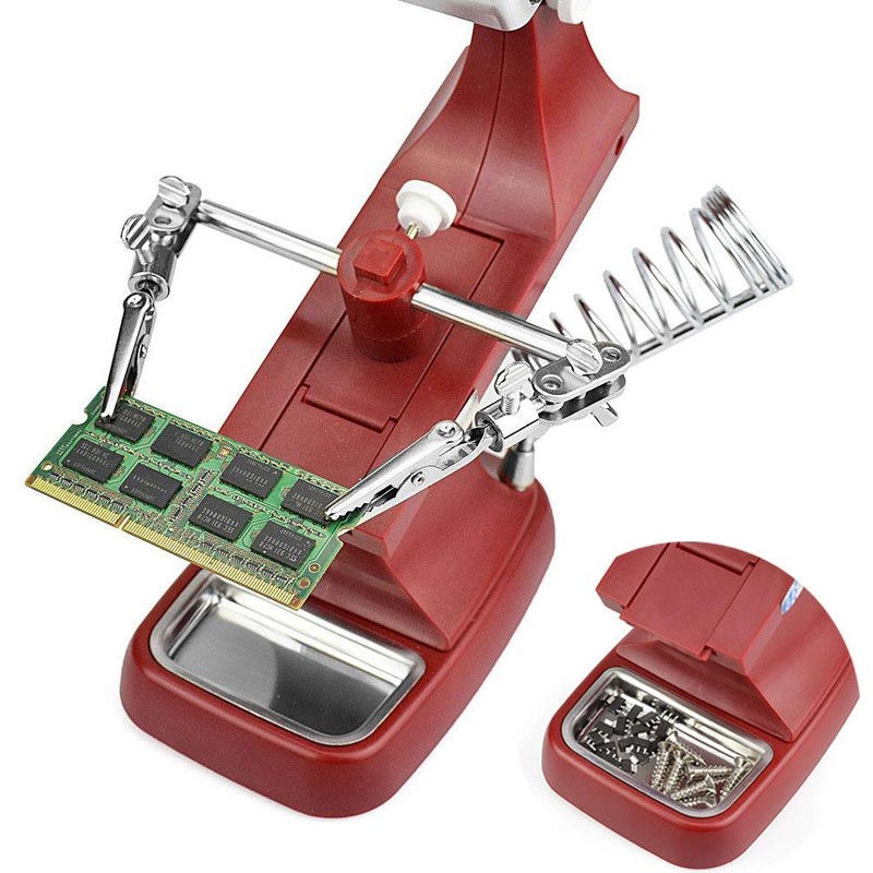 Welding Magnifier Third Hand LED Lamp Stand, Magnifying Glasses Soldering