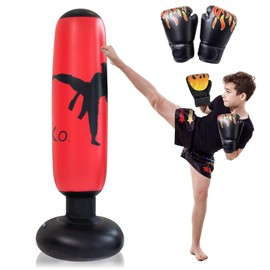 160 cm Inflatable Standing Punch Bag, Children's Punch Bag with Boxing Gloves, Portable Punch Bag for Children, Softness and Comfort Inflatable Punch Bag, Standing Punch Bag for Practice Boxing