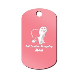 Mister Petlife Old English Sheepdog Mom Engraved Keychain/GI Tag v2 OES Pink