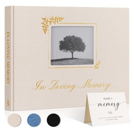 Lanpn Funeral Guest Book for Memorial Service, in Loving Memory Book for Funeral with Table Sign, Funeral Favors Sign in Books with Open Window for Guests Celebration of Life Guest Book, Beige