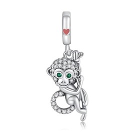 Aiftiko Monkey Charm 925 Sterling Silver,Jewelry Bead Gift for Women Bracelet&Necklace