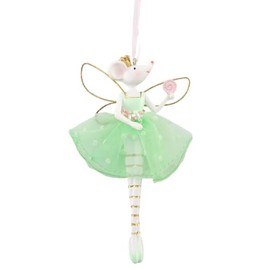 Crafty Capers Pastel Green Fairy Mouse | Christmas Tree Decoration | 14cm Tall | Gisela Graham