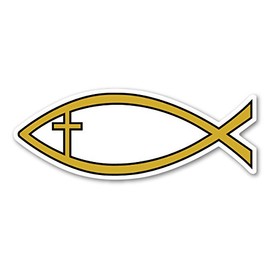 Gold Cross Fish Mini Magnet by Magnet America Is 1.375" x 3.625" Made for Vehicles and Refrigerators