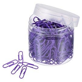 MECCANIXITY Paper Clips Small Size 1.1 Inch Vinyl Coated to Prevent Tearing Pages with Box for Organize Office Home Purple Count 200