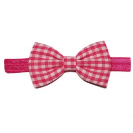 EmilyRose Couture Gingham Hair Bows (Small Headband, Hot Pink)