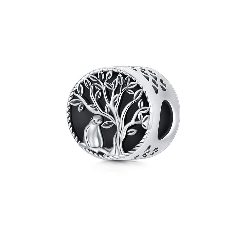 925 Sterling Silver Sloth Charm Fit Bracelet Necklace Round Shape