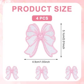 4pcs Bow Patches, Bow Iron on Patches for Clothes Bow Patch Sticker Iron on Patch Embroidery Hot Melt Adhesive Ironing Chenille Patches Sew on Decorative Patches for DIY Sewing