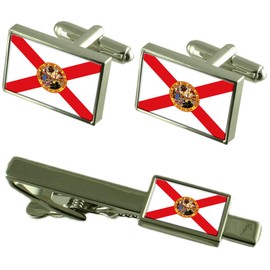Florida Flag Cuff Links Ties Matching Same Fabric Box Set
