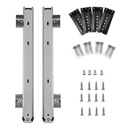 Keyboard Slide, KINJOEK 14 Inch 2 PCS Heavy Duty Ball Bearing Slides, Computer Drawer Tray Accessories, Cabinet Furniture Rails Rack with Adjustable Height Bracket and Screws, Silver