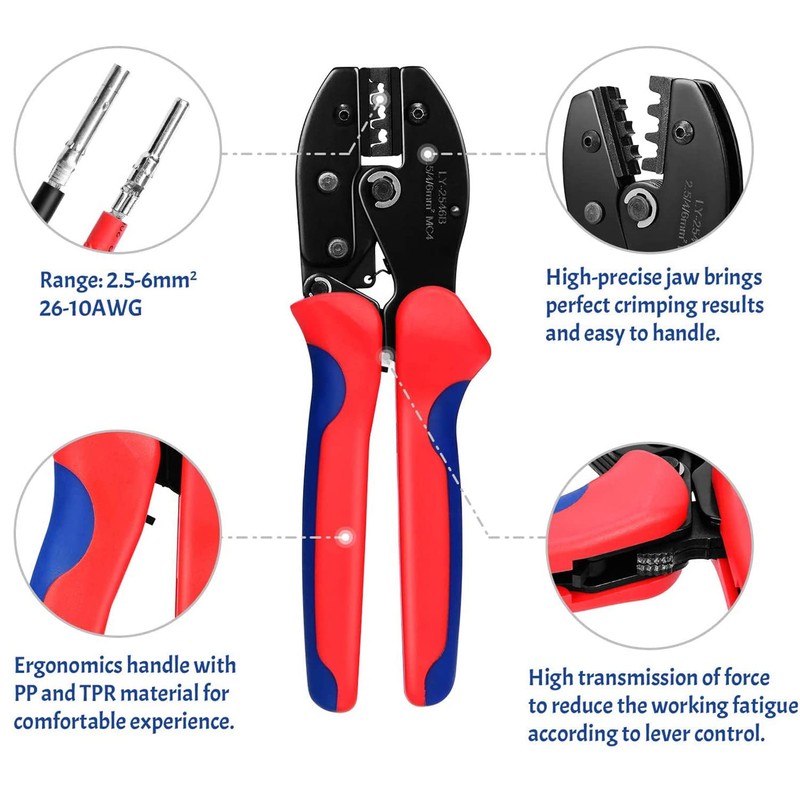 DEYMU Solar Crimping Tool Cable Connector, with 6pcs Male Female