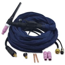 RIVERWELD WP-17FV SR-17FV TIG Welding Torch Complete Flexible Head with Valve 150Amp Air-Cooled Electric Cable Wire 10mm² Connector M16*1.5 2pins Plug DKJ10-25mm 12 Feet 4 Meters