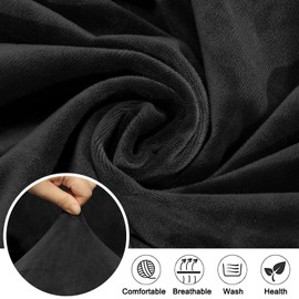 Eco-Ancheng Mid-Century Modern Velvet Dining Room Chair Cover, Black, Floral Pattern, Wing Back, Easy Install, Wear-Resistant