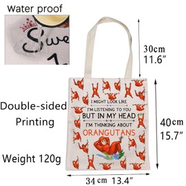 ENSIANTH Orangutan Gifts Funny Orangutan Tote Bag Orangutan Monkey Lover Gifts Orangutan Animal Lover Canvas Tote Bag (orangutan tote)