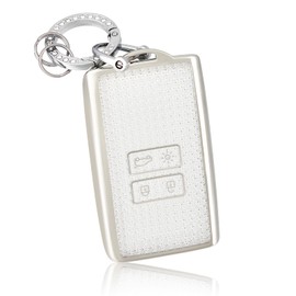 OFF WE GO Car Key Case Key Cover for Renault Clio Captur Dacia Duster Scenic Kadjar Megane Talisman Koleos Espace Zoe Arcan Key Cover Key Case with Key Fob White
