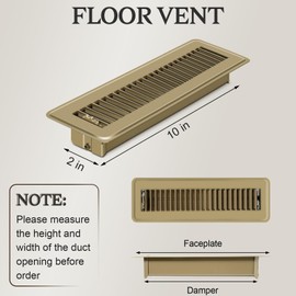 Floor Vents Floor Registers 2x10 inch, Heavy Duty Metal Heat Air Vent Covers 2 X 10 with Rust Proof Finish for Home Office Wall Floor Registers Grilles & Vents (8, Brown, 2x10 Inches)