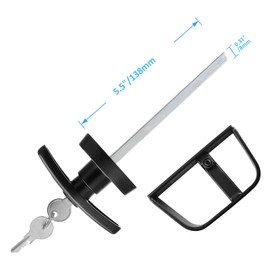 Luomorgo 5-1/2" Stem Shed Door Latch T-Handle Lock Kit with 2 Keys, Storage Barn Shed Door Lock, Black