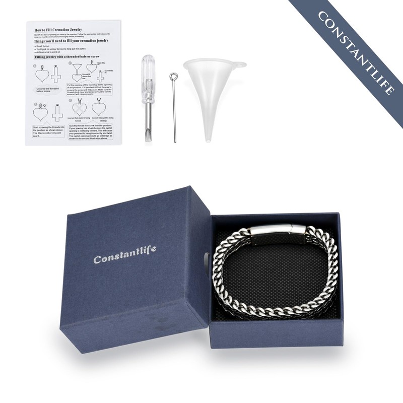 constantlife Cremation Bracelet for Ashes Stainless Steel Urn Link Bracelets