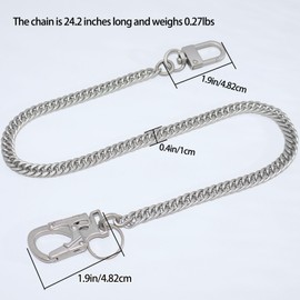 Ahiller Biker Key Wallet Chain, Fancy Silver Stainless Steel Pant Pocket Purse Jean Handbag Belt Chain with Small Double Locking Mechanism Carabiner for Men Women-BK