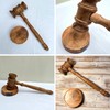Full-Size Auctioneer's Wooden Gavel and Block - Ideal for Judges,