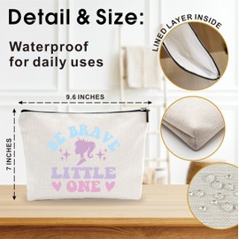 Makeup Bag For Girls - Be Brave, Little One - Girl Avatar Positive Quotes Cosmetic Bag For Teens, Encouraging Gift For Women, Girls, Sister, Cotton Linen Makeup Bag, Women Accessories & Decorations-15