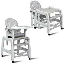 INFANS 3 in 1 Baby High Chair, Convertible Toddler Table Chair Set, Rocking Chair, Multi-Function Seat with Lockable Universal Wheels, Adjustable Seat Back, Removable Trays (Grey)