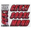 STIFFIE Techtron Red/Black 3" Alpha-Numeric Registration Identification Numbers Stickers Decals