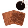 Barcelona Map Coaster, Set of 4, Sapele Wooden Coaster with