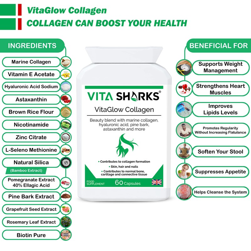 VitaGlow Collagen - Anti-Ageing Tablets with Biotin for Beautiful &