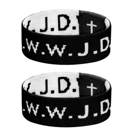 Nanafast WWJD Bracelet Wristband Elastic WWJD Jesus Bracelets for Women Men What Would Jesus Do Bracelets Christian Jewelry Gift-Black 2pcs