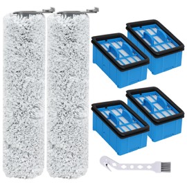 3882 Crosswave Omniforce Brush Roller and Filter replacement Compatible with Bissell 3882 3883 3967F 3970F CrossWave OmniForce Wet Dry Vacuum, Includes 2 Rollers, 4 Filters and 1 Cleaning Brush