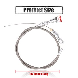 Miytsya 1 Pack 36In Braided Throttle Cable, Stainless Steel Throttle Cable Kit, Compatible with 97-07 LS1 Engine 4.8L 5.3L 5.7L 6.0L Throttle Cable Repair (Silver)