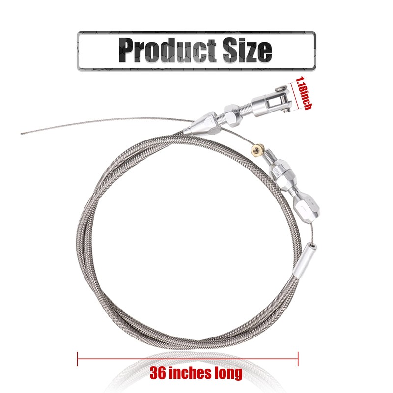 Miytsya 1 Pack 36In Braided Throttle Cable, Stainless Steel Throttle