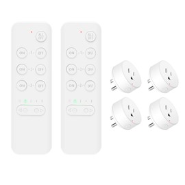 NineLeaf Remote Control Outlet Plug with Countdown Timer, Remote Switch Outlet, Remote Control Outlets, Remote Outlet,15A/1500W, Up to 500 ft Range, for Light, Fan, TV, Router,2Remotes 4Plugs