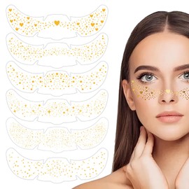 Alwodici Pack of 6 Freckle Stickers, Face Glitter Summer Shoots, Golden Tattoo Stickers, Waterproof and Sweatproof Tattoo Stickers, Suitable for Makeup, Holiday Photography, Party Decoration