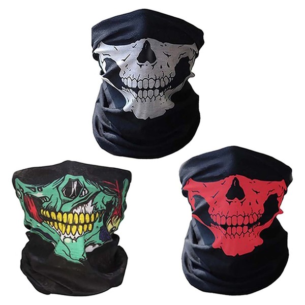 CBValleyol 3 Piece Multifunctional Motorcycle Face Mask,Breathable Seamless Tube Face