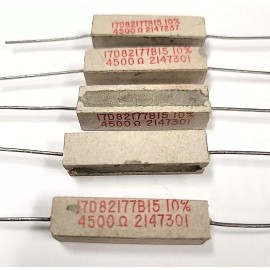 Unbranded 5 PIECES Ceramic wire wound Resistor 4.5k 7W 4500 Ohms 7 watts 7 W 10% tol (new)