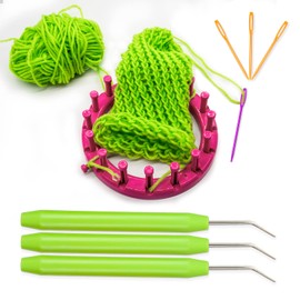 WILLBOND Knitting Machine Hooks Crochet Hook with Practical Rubber Handles and Large Eyes Plastic Sewing Needle for Knifty Knitting Knitters Crafts (9)