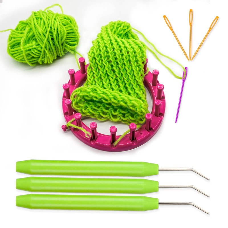 WILLBOND Knitting Machine Hooks Crochet Hook with Practical Rubber Handles