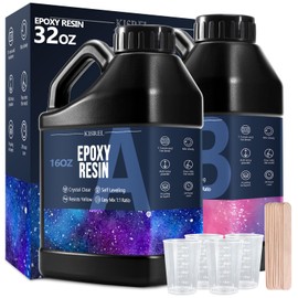 KISREL Epoxy Resin 32OZ - Crystal Clear Epoxy Resin Kit - No Yellowing No Bubble Casting Resin for Art Crafts, Jewelry Making, Wood & Resin Molds(16OZ x 2)