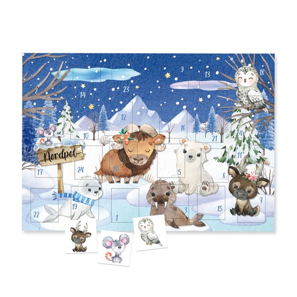 Papierdrachen Advent Calendar with Children's Tattoos for Sticking, from Germany