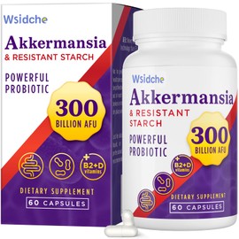 300 Billion AFU Akkermansia Probiotic | supplement for Women & Men, Akkermansia Muciniphila for Akkermansia, Digestive, Gut, Immune, Enhances Gut Digestive Lining function, Akka Superbiotics - 60 Caps
