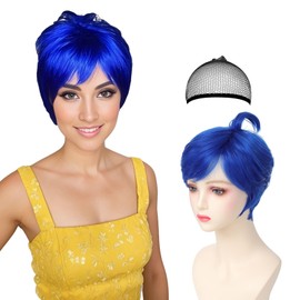 Atatoray Short Blue Wig for Women Joyful Funny Blue Anime Cosplay Outfit Synthetic Wig for Costume Theme Party (Blue)