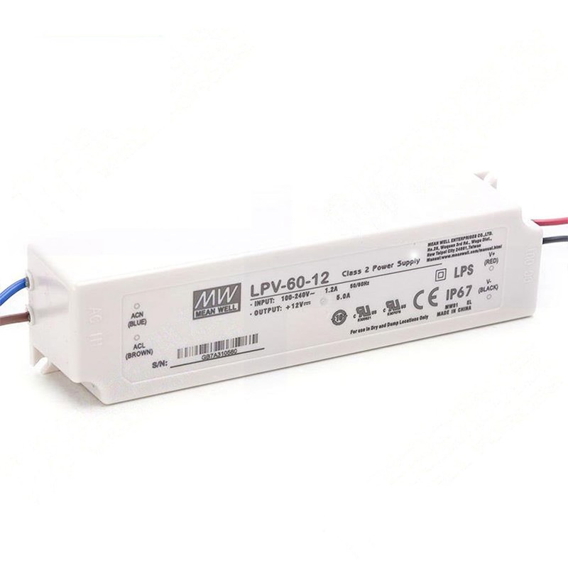 12V 60W Waterproof LED Driver & LPV-60-12 Power Adapter |