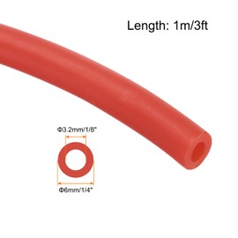 Rebower Natural Latex Rubber Tubing 3mm x 6mm 3ft(1m) Rubber Hose Highly Elastic [for Exercise, Stretching, Laboratory, Home Tube] - Red