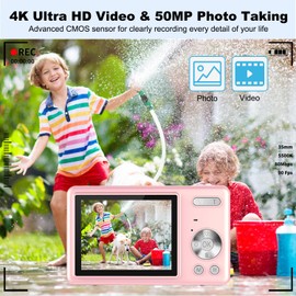 Digitalkamera, Autofokus UHD 4K, 50 MP, für Fotografie, mit 32 GB SD-Karte, 16-facher Zoom, Anti-Shake-Funktion, kompakte Digitalkamera für Kinder, Jugendliche, Erwachsene, Anfänger