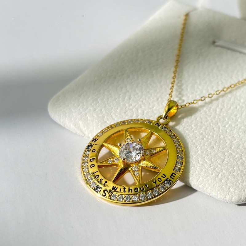OPVICAM Compass Necklace for Women, Wife Birthday Gift Ideas -